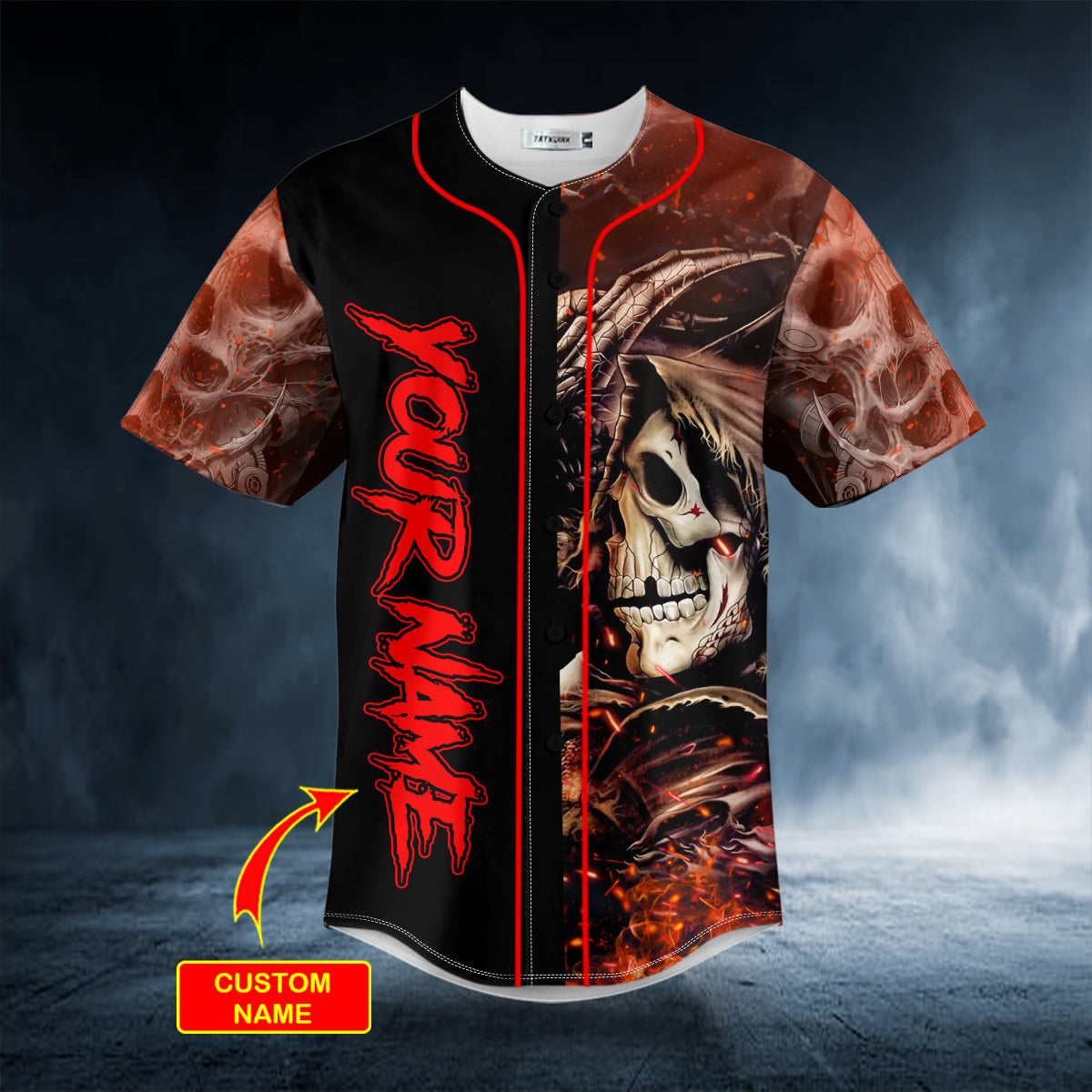 dragon grim reaper skull custom baseball jersey bsj 1002 nrbwc