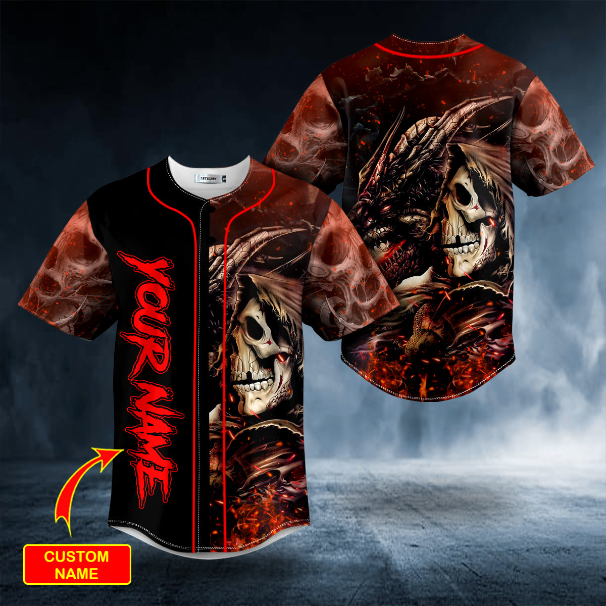 Dragon Grim Reaper Skull Custom Baseball Jersey | BSJ-1002