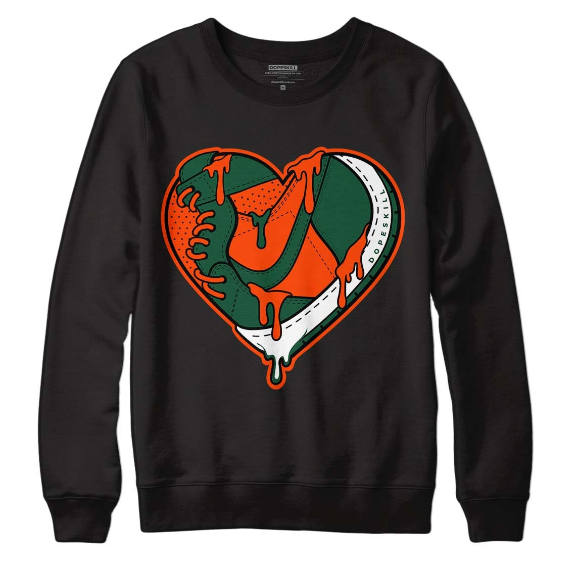 Dunk Low Team Dark Green Orange l Unisex Sweatshirt Heart Jordan Graphic