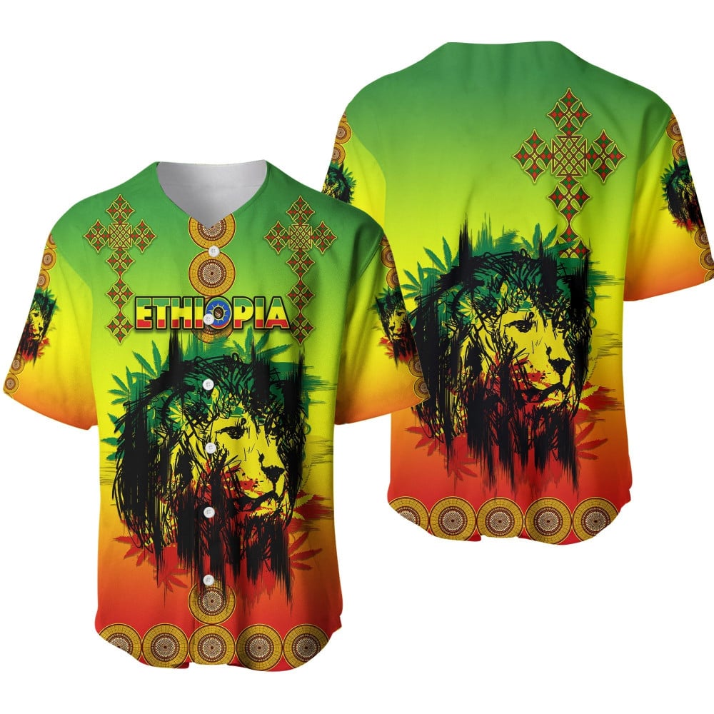 Ethiopian Baseball Jersey with a Vibrant Lion-Inspired Color SchemeBSJ-439