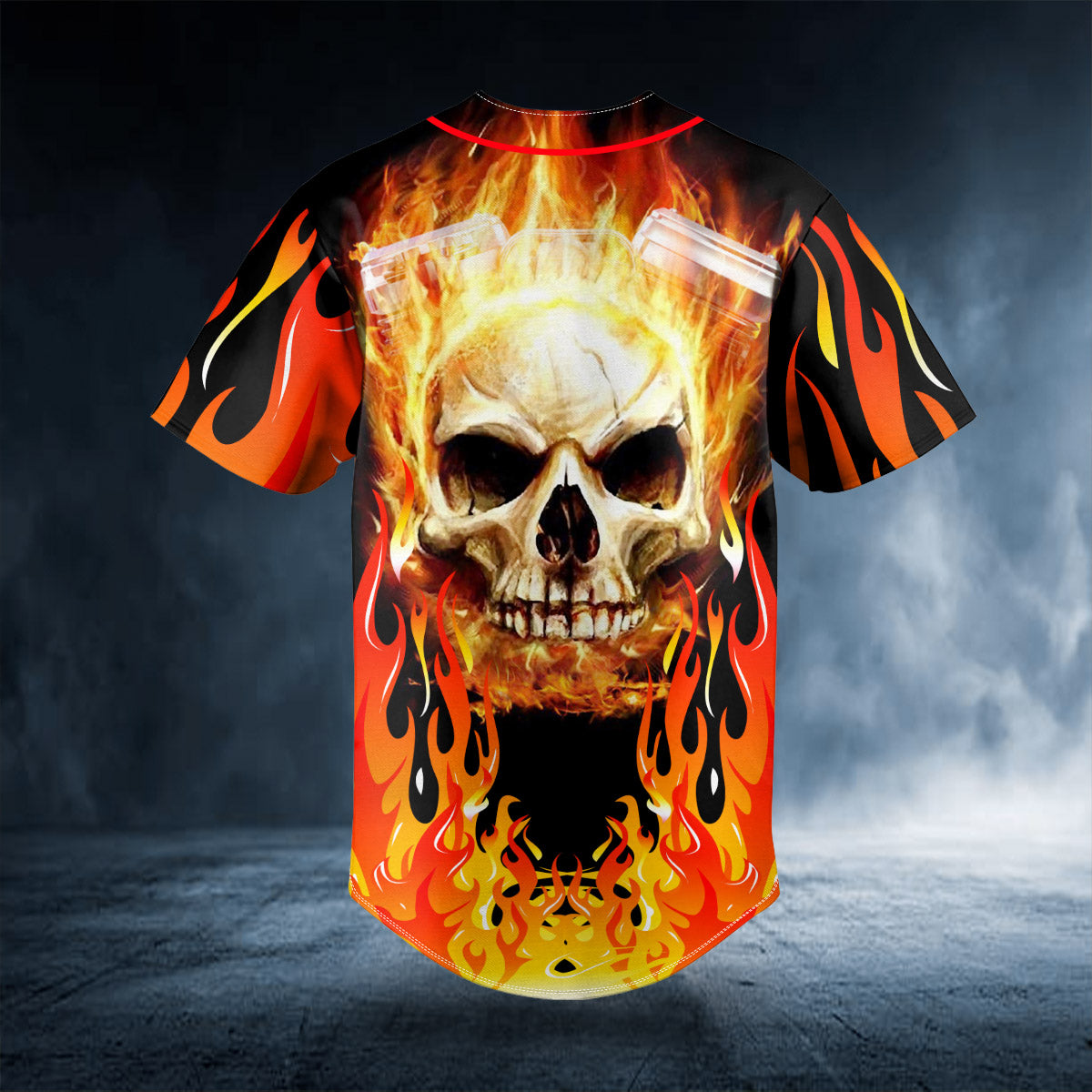 fire burning skull custom baseball jersey bsj 695 zhswq