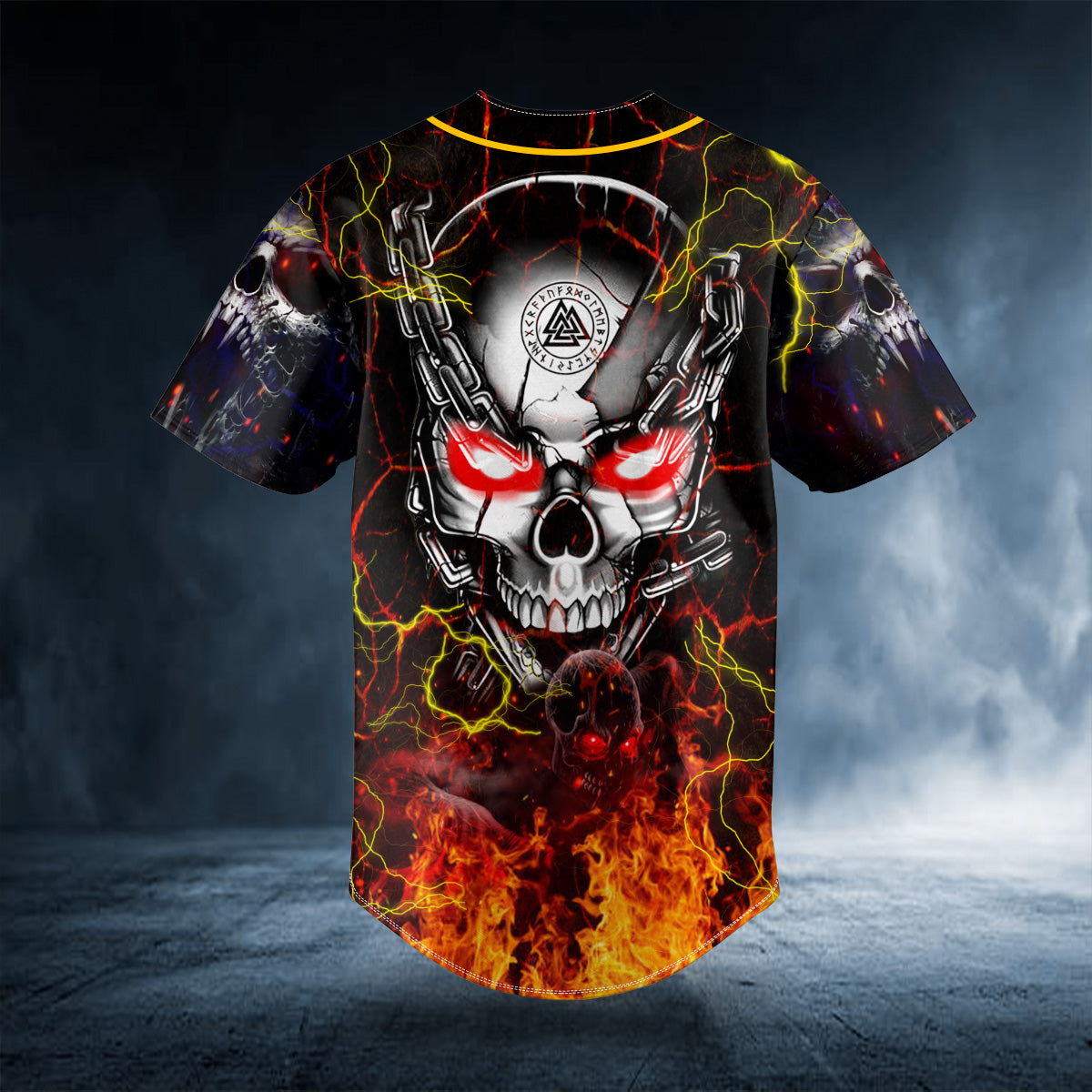 Ghost Fire Super Head Skull Custom Baseball Jersey | BSJ-856