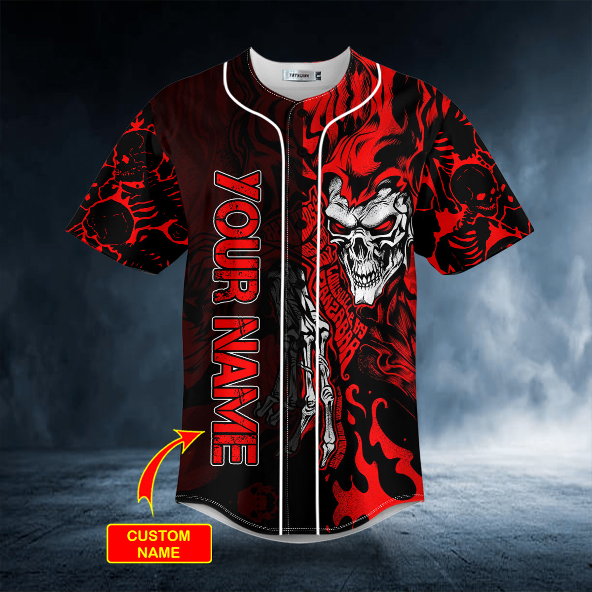 Ghost Red Kross Grim Reaper Skull Custom Baseball Jersey | BSJ-983