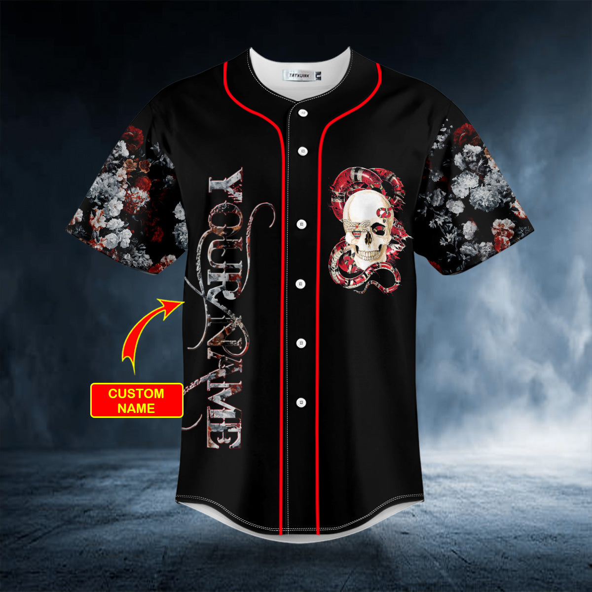 glam red of snake skull custom baseball jersey bsj 739 cyn7i