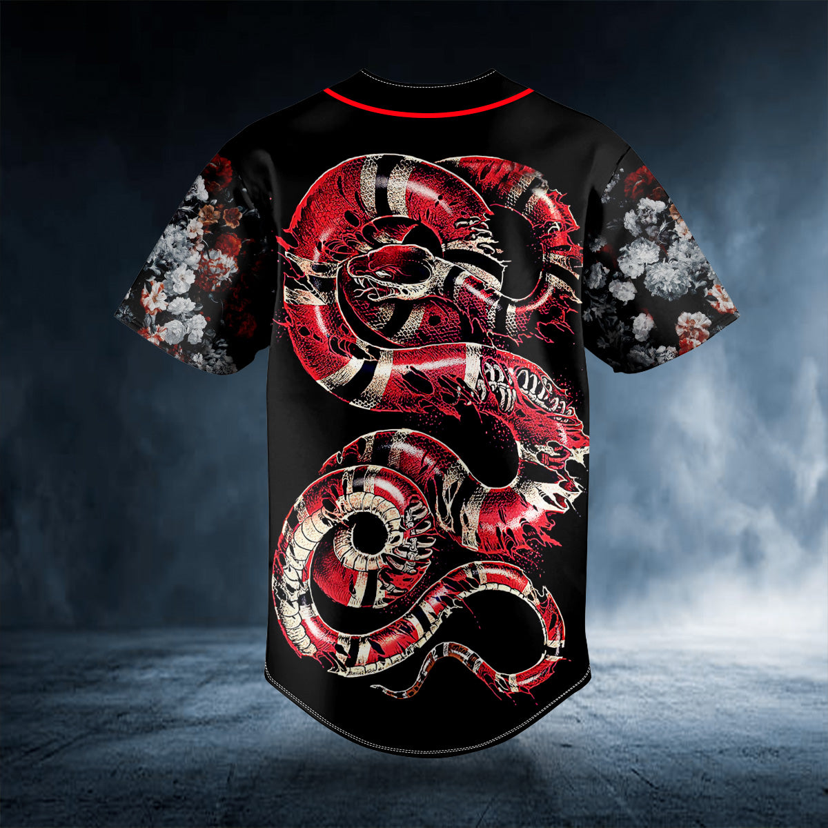 glam red of snake skull custom baseball jersey bsj 739 lyswb