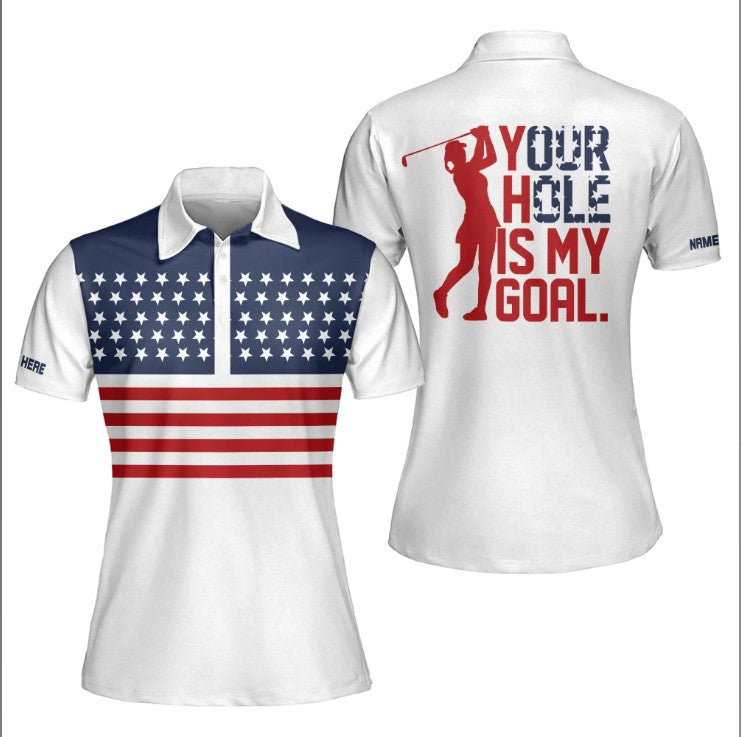 Golf Polo Shirt for Women with “Your Hole is My Goal” Design – Perfect Gift for Golf Players – GP405
