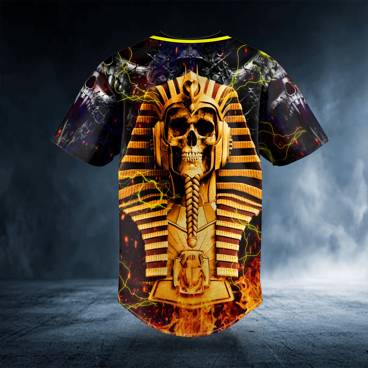 gold pharaoh skull custom baseball jersey bsj 965 qvvhk