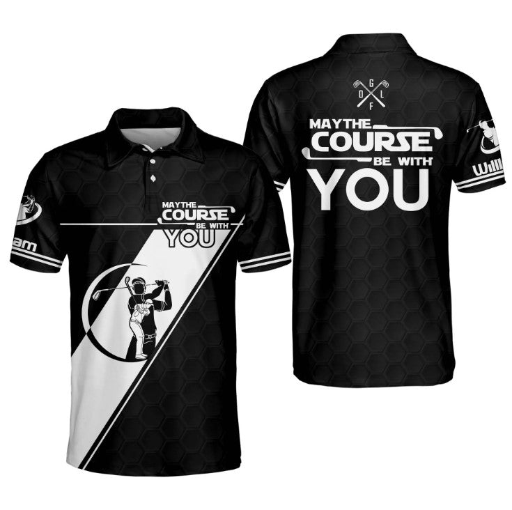Golf Polo Shirt for Men with 3D Golf Course Design: May the Course Be with You – GP375
