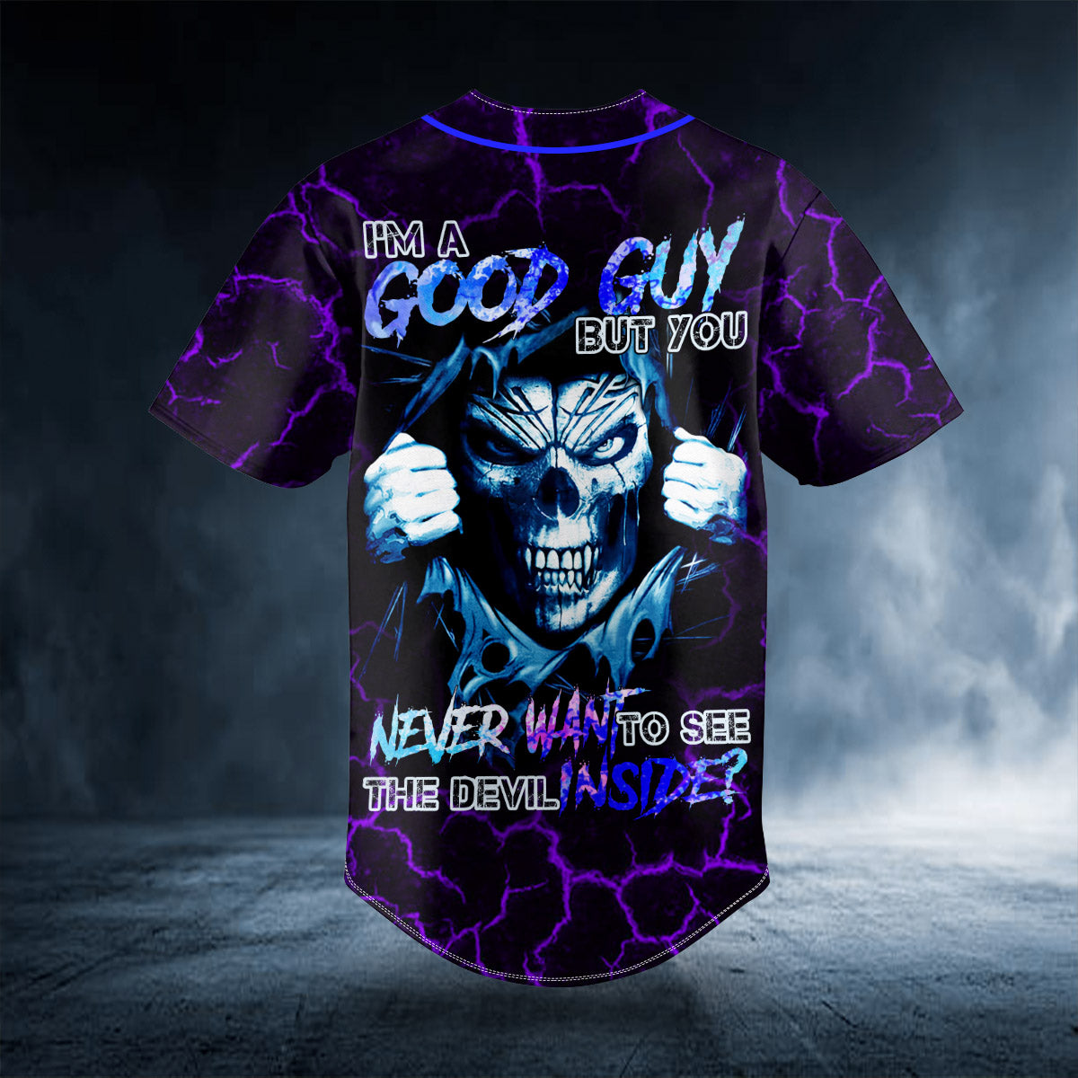 Good Guy Devil Inside Grim Reaper Purple Lightning Skull Custom Baseball Jersey | BSJ-796
