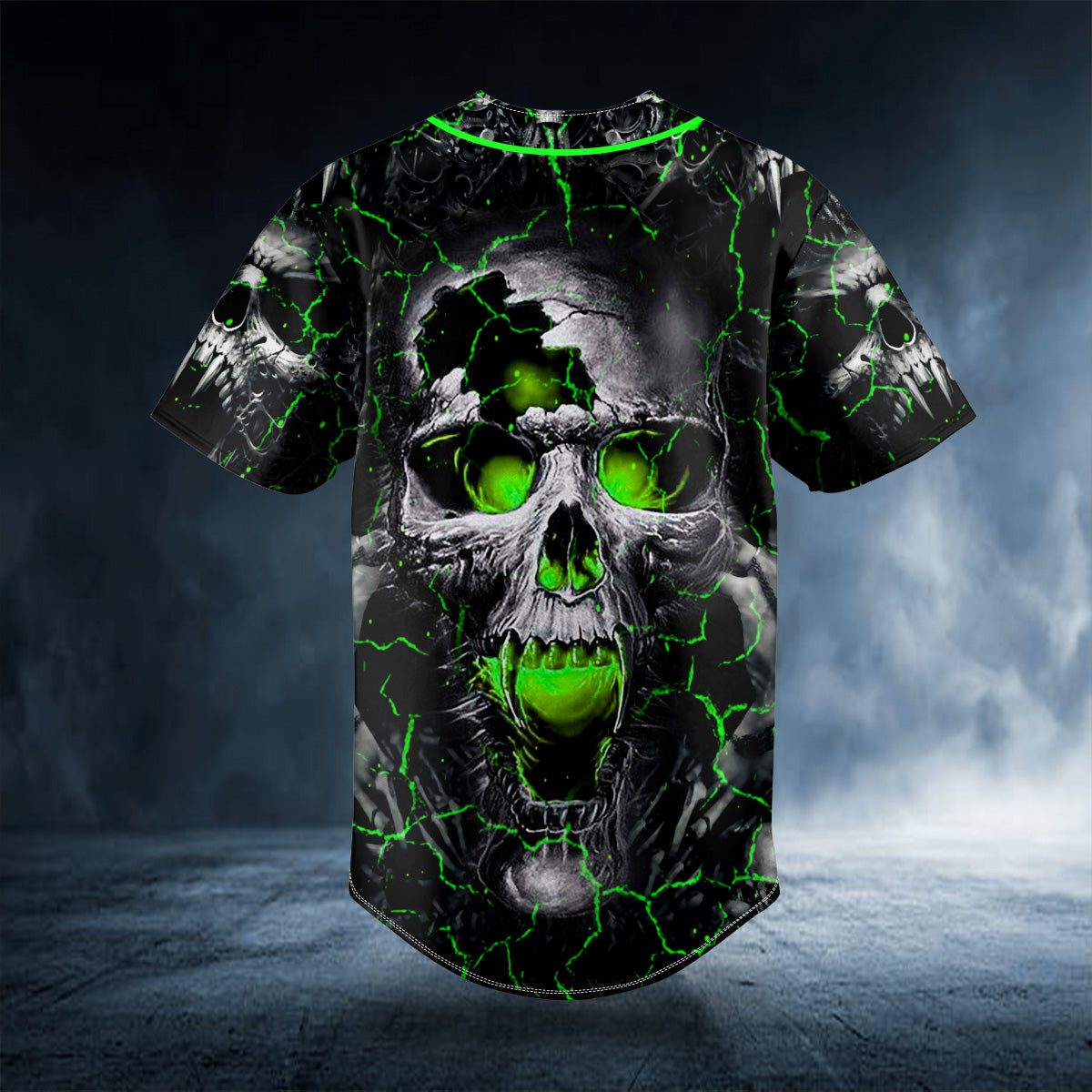 Green Amazing Skull Custom Baseball Jersey | BSJ-860