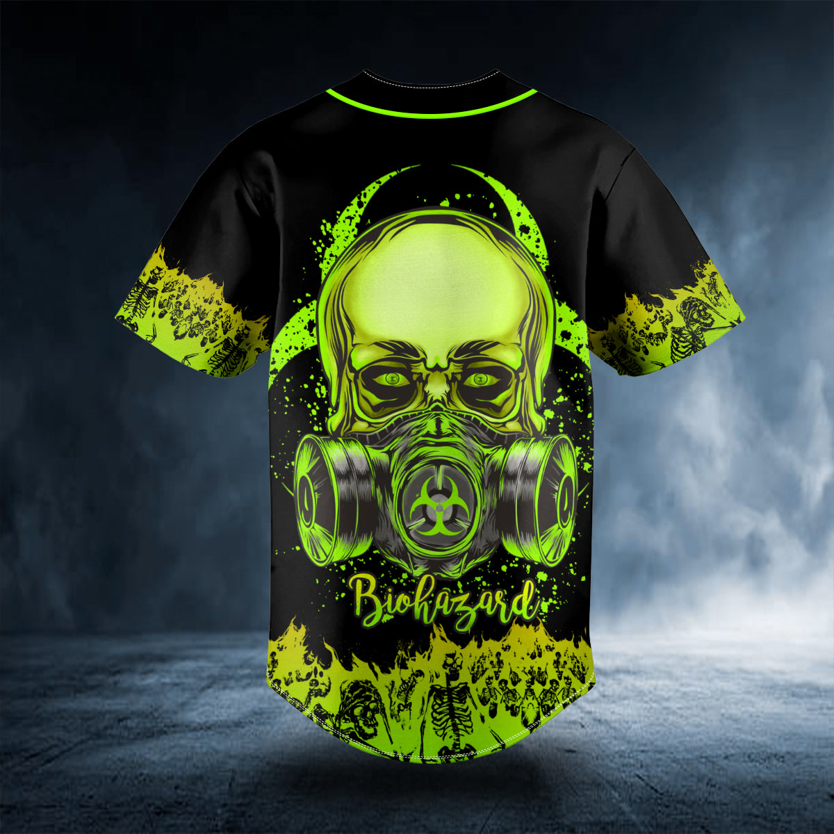 green gas mask biohazard skull custom baseball jersey bsj 946 zod5i