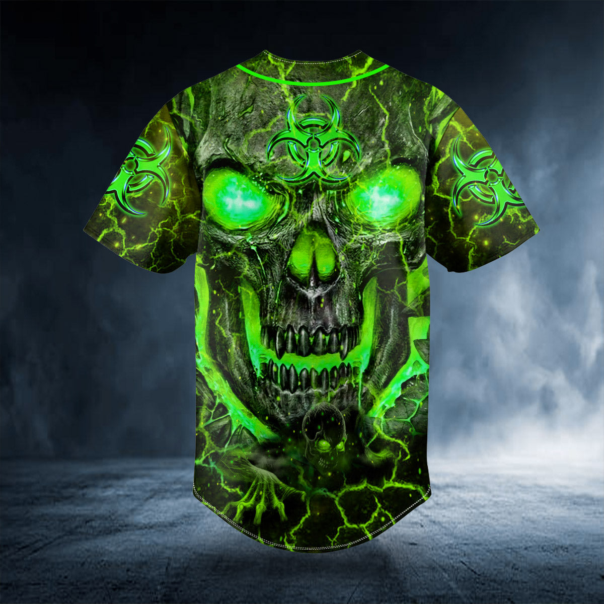 green lava skull custom baseball jersey bsj 934 qkwok
