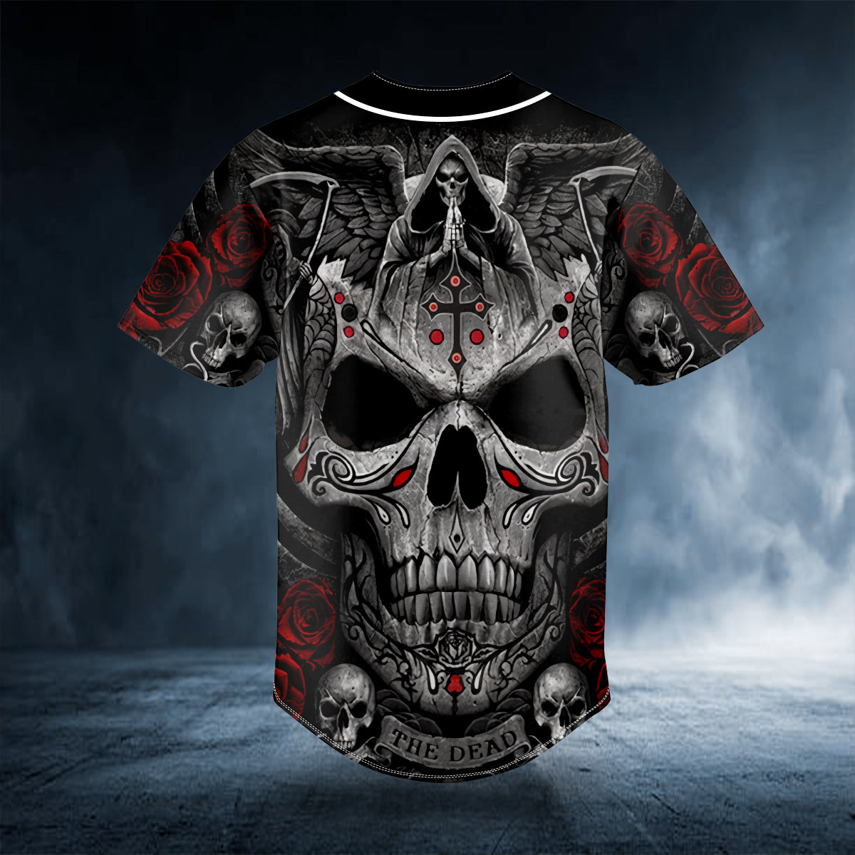 Grim Reaper Praying Cross Skull Custom Baseball Jersey | BSJ-888