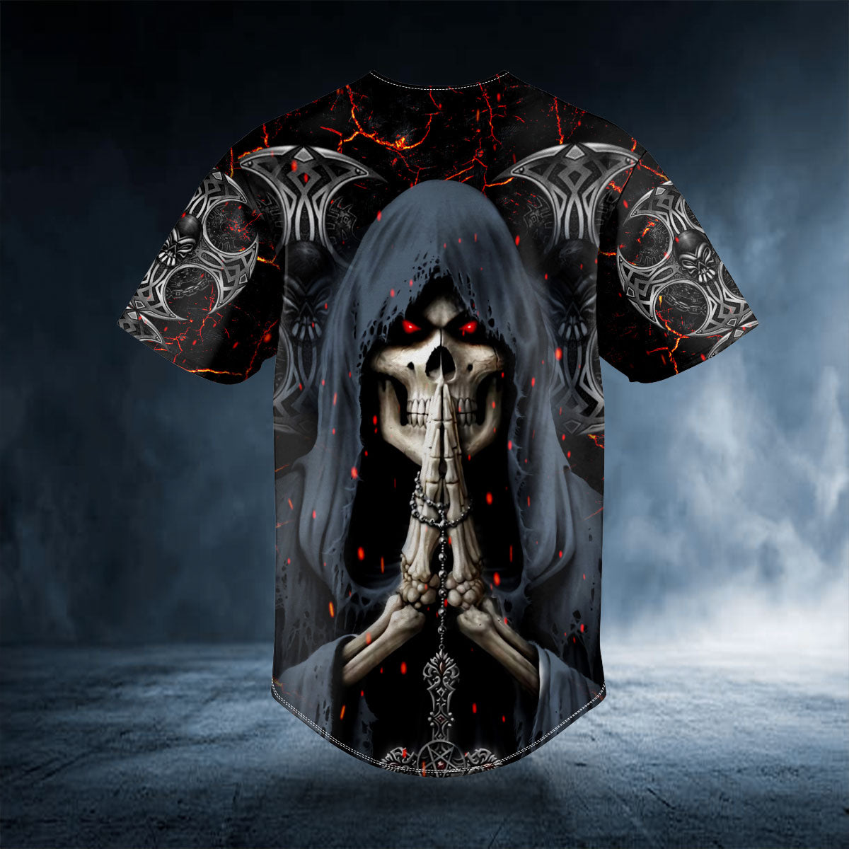 grim reaper praying skull baseball jersey bsj 971 bkqpj