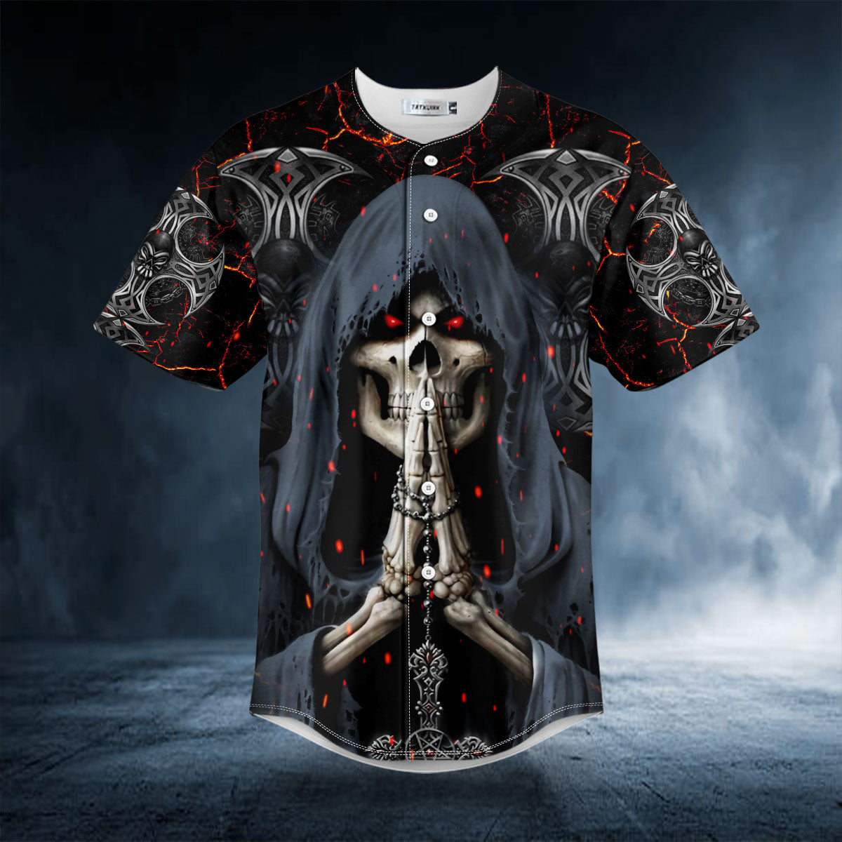 Grim Reaper Praying Skull Baseball Jersey | BSJ-971