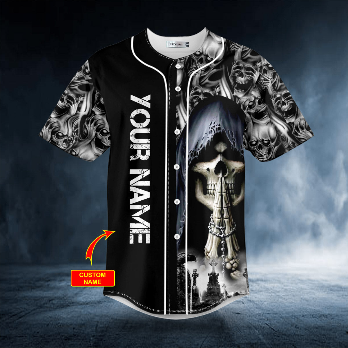 Grim Reaper Praying Skull Custom Baseball Jersey | BSJ-864