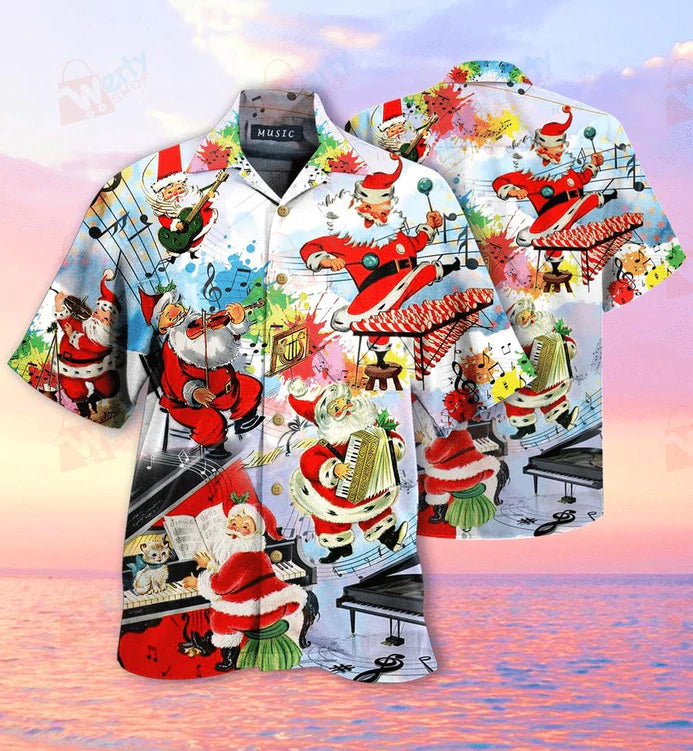 Hawaiian Beach Shirt with Christmas Party Music