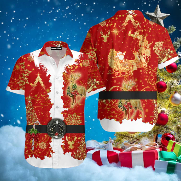 Hawaiian Beach Shirt with Santa Claus Costume for Christmas