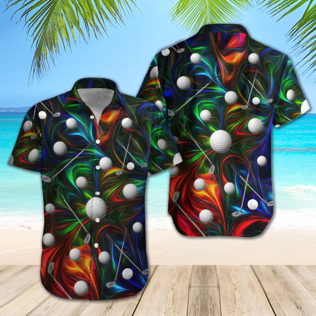 Hawaiian Shirt with Full Print in Slim Fit and Regular Fit, Short Sleeve and Colorful Design for Casual Golf Wear – GH004