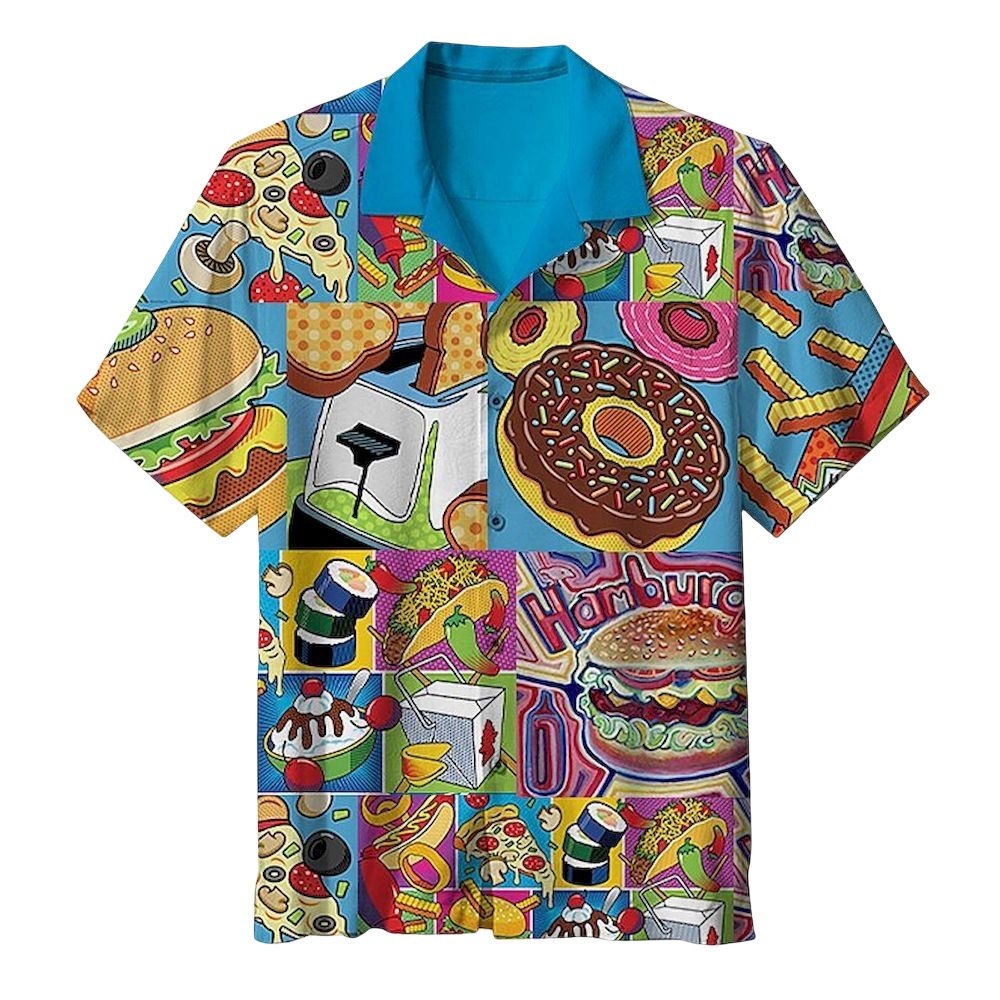 Hawaiian Shirt with the Phrase “My Love for Food Knows No Bounds” | SMHW-0001