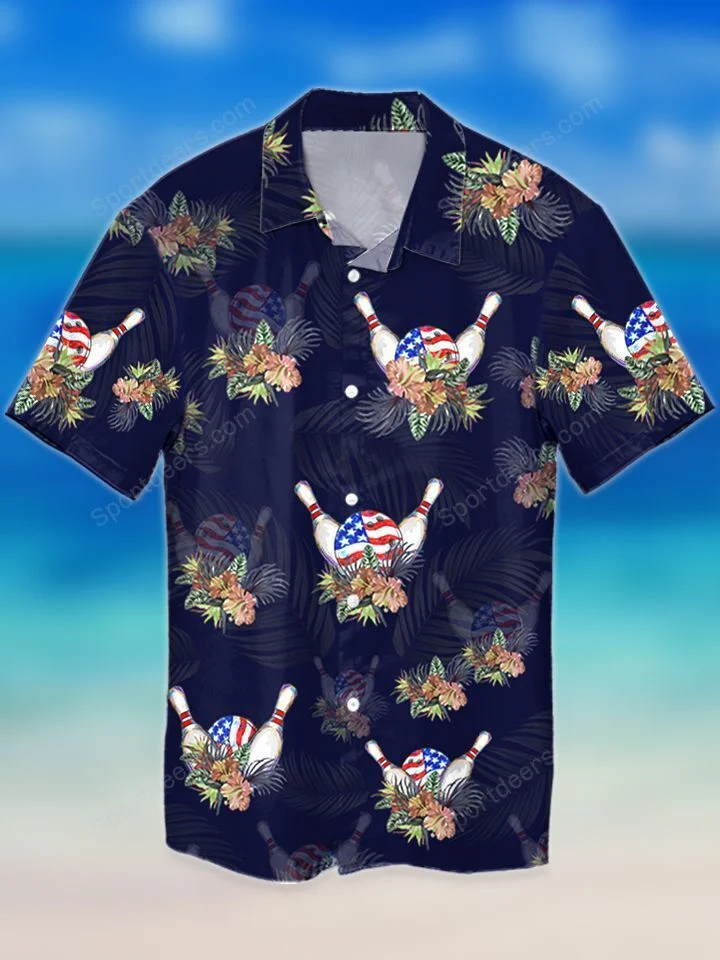 Hawaiian Shirts for Men: Aloha Beach Shirt with Bowling Tropical Flag Design, Perfect Summer Gift – BH010