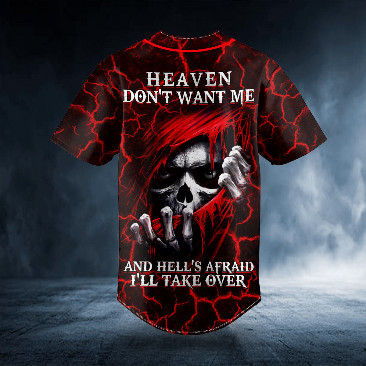heaven dont want me red hood grim reaper skull custom baseball jersey bsj 803 jlz0t