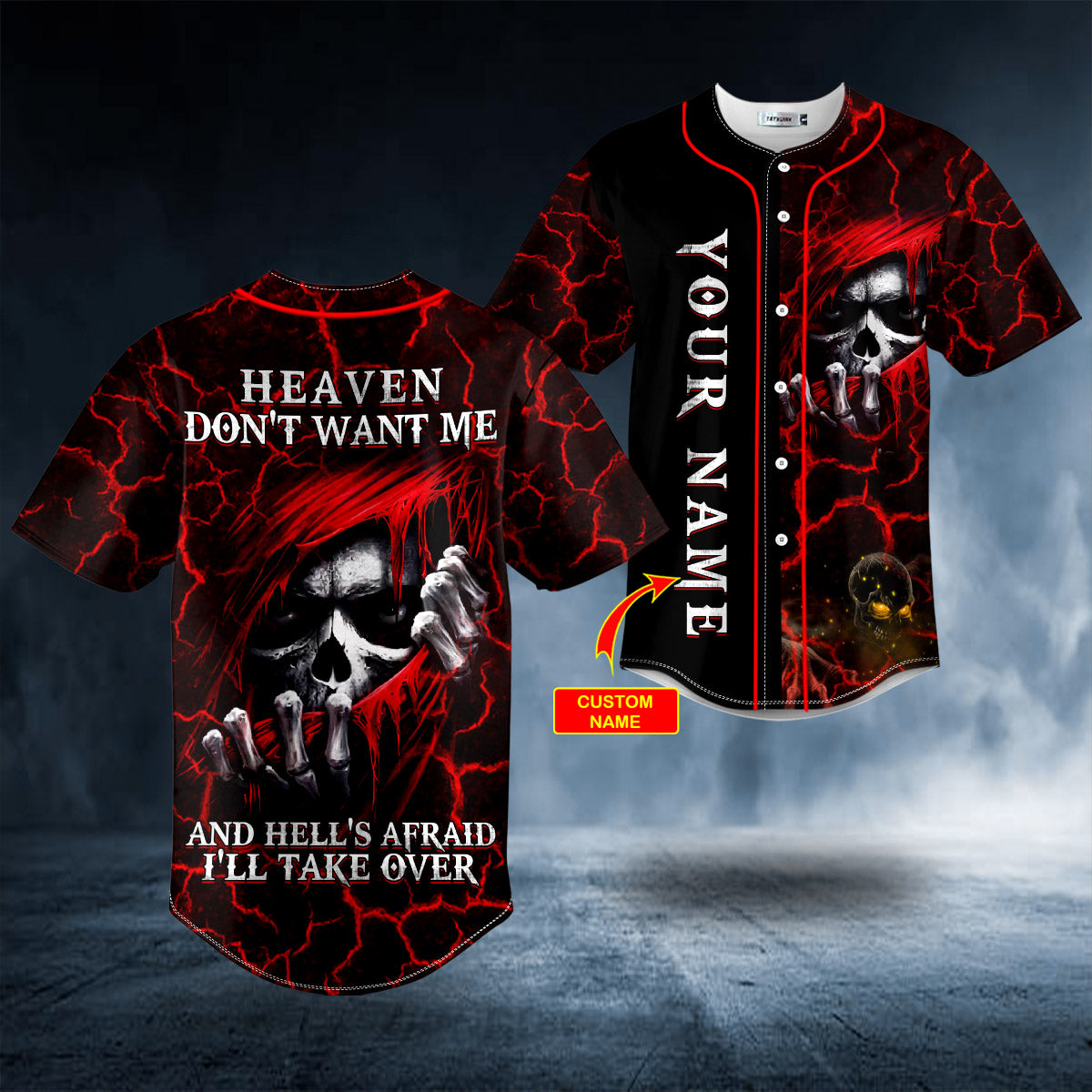 I Am Who I Am F Off Fire Skeleton Grim Reaper Skull Custom Baseball Jersey | BSJ-804