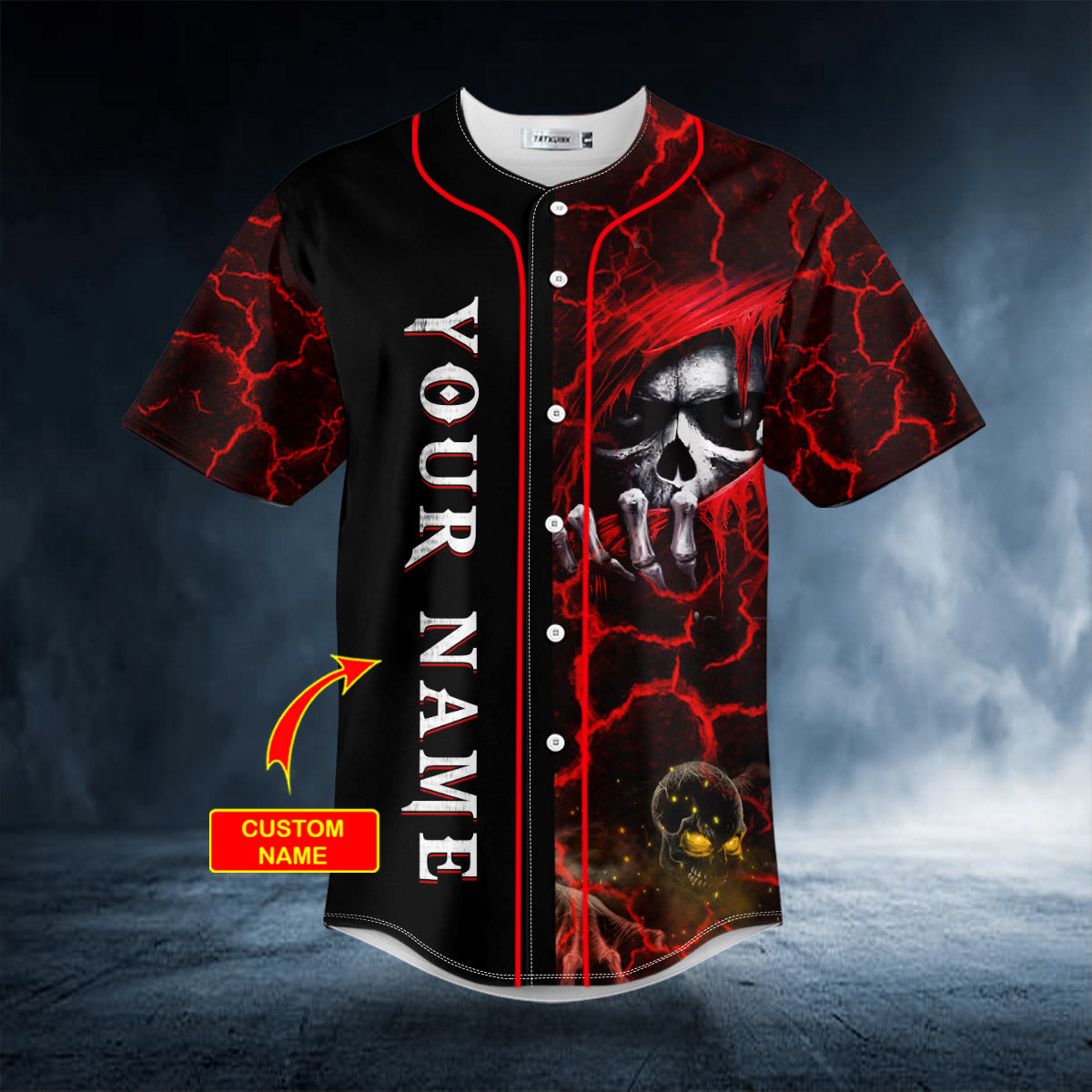 Heaven Don’t Want Me Red Hood Grim Reaper Skull Custom Baseball Jersey | BSJ-803