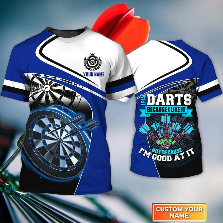 Blue Darts shirt, Personalized Name 3D Tshirt For Darts Player – DT014