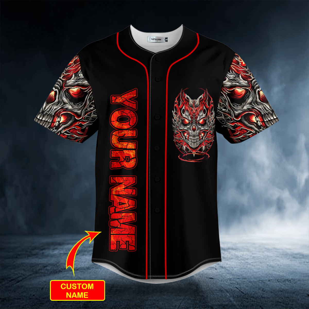 kabuki demonic skull custom baseball jersey bsj 712 0gabp