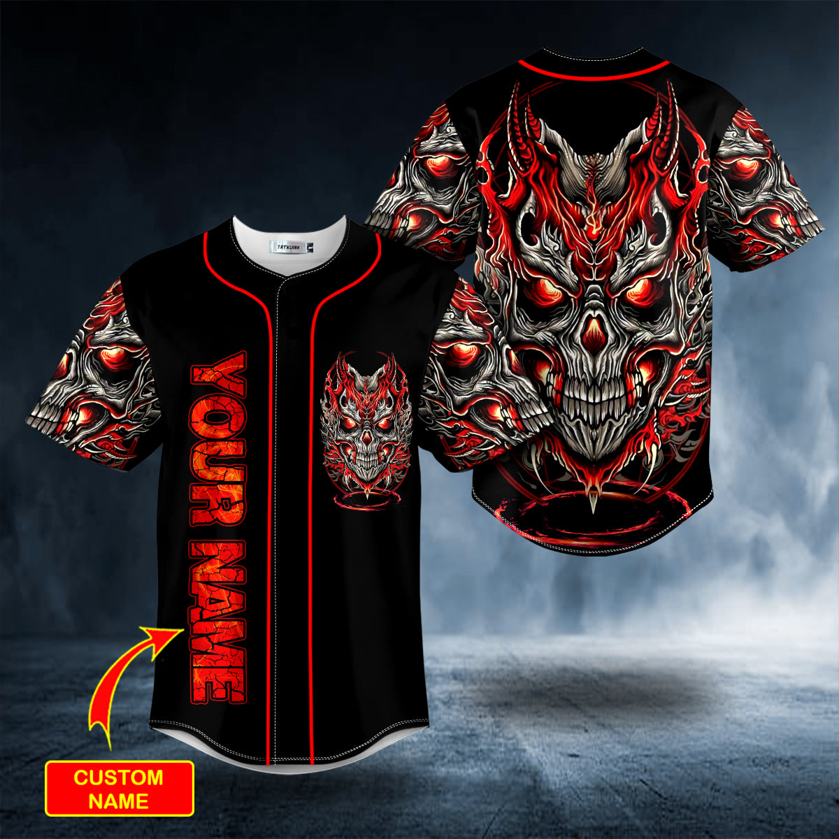 kabuki demonic skull custom baseball jersey bsj 712 wgzaa