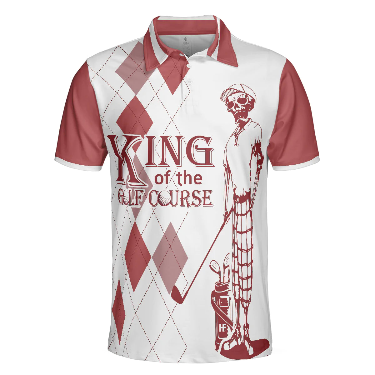 king of the golf course red argyle pattern skeleton mens polo shirt gp371 tzmvq
