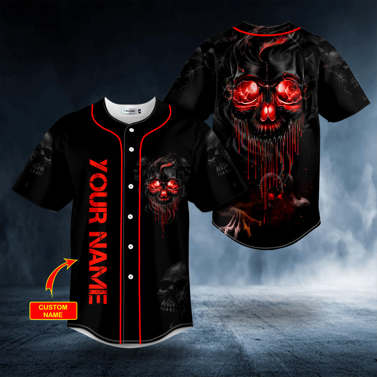lava blood melting skull custom baseball jersey bsj 936 vlrly