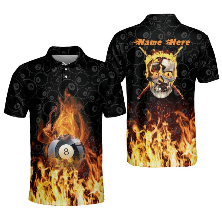 mens 3d skull 8 ball pool billiard polo shirt ideal gift for billiard players and teams bip187 h939t