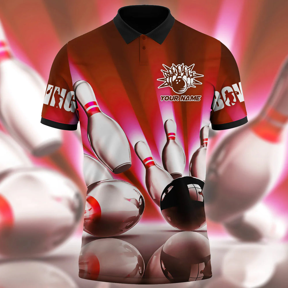 mens bowling team shirts with personalized names in red polo style 3d bowling player apparel bp133 qvnse