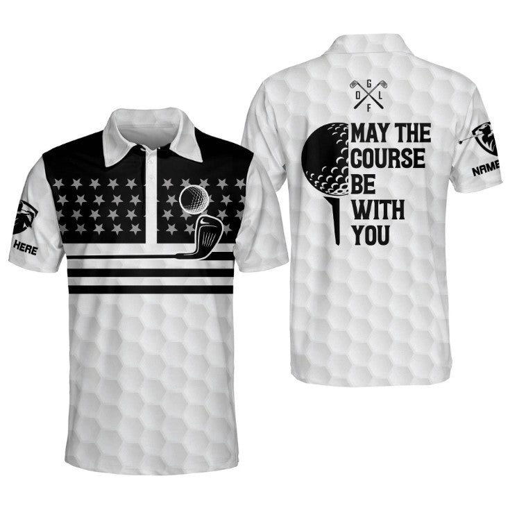 mens golf gift may the course be with you polo shirt with golf ball tees for dads t shirt gifts gp306 us61t