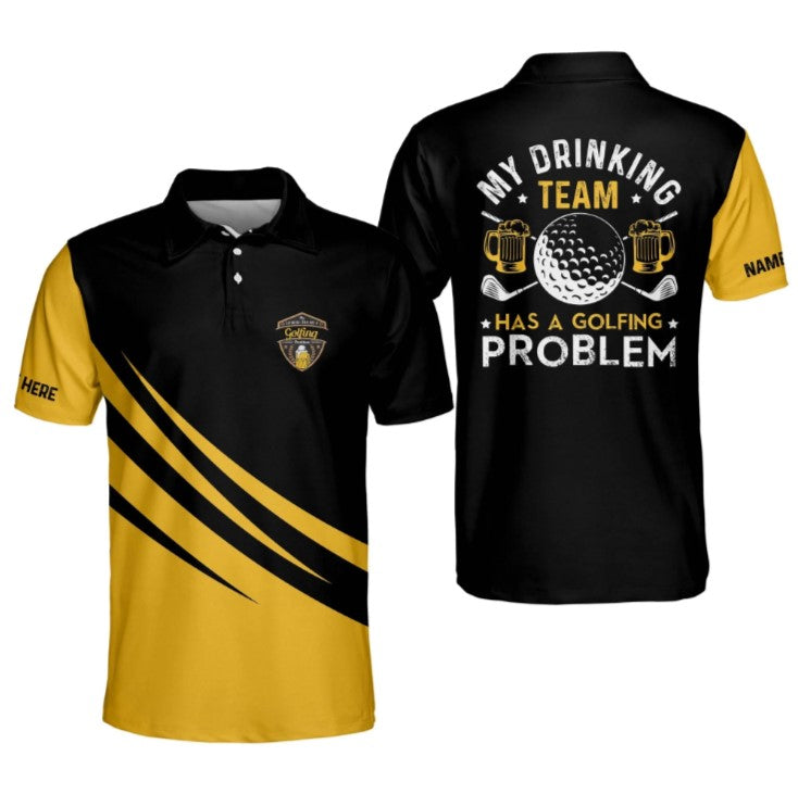 Men’s Golf Gift: May The Course Be with You Polo Shirt with Golf Ball Tees for Dad’s T-Shirt Gifts – GP306
