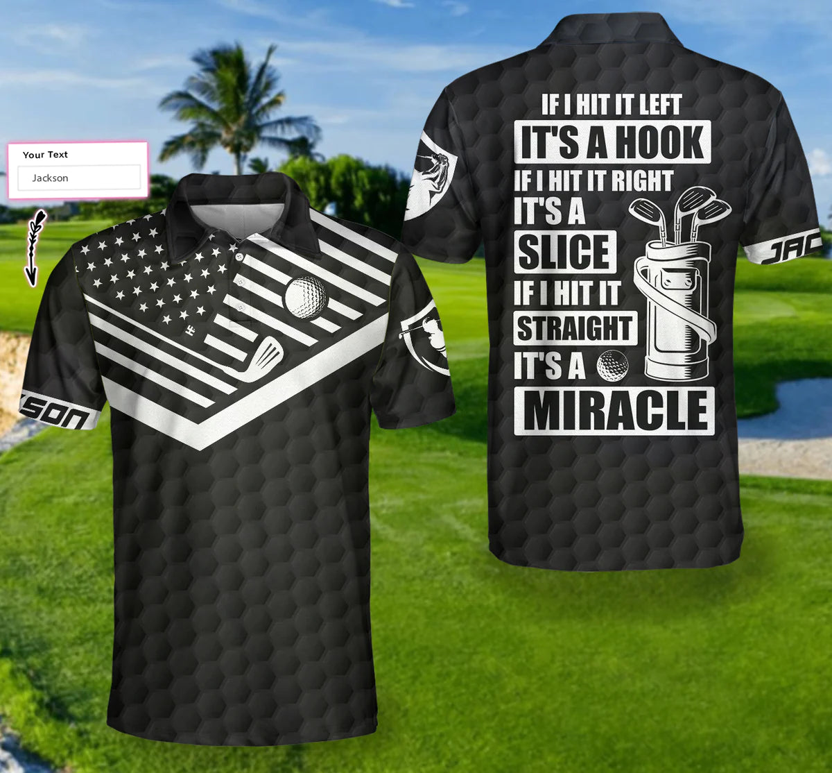 mens golf polo shirt with custom design featuring left hitting black american flag a humorous addition to your golfing attire gp415 5qvhm