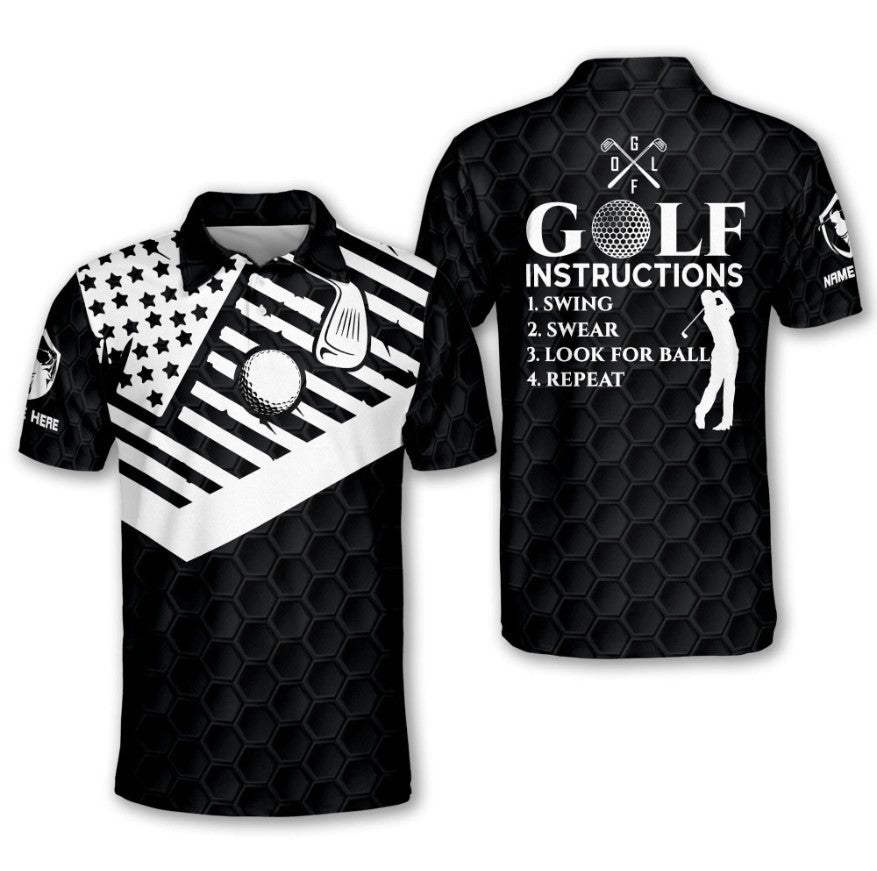Men’s Golf Gift: Polo Shirt with American Flag Design for Golf Club, Perfect Gift for Golfers – GP342