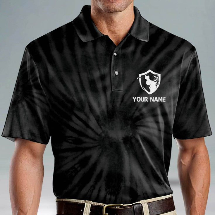mens personalized golf polo shirt with swinging swearing drinking and repeating design for golf players gp381 hox5g