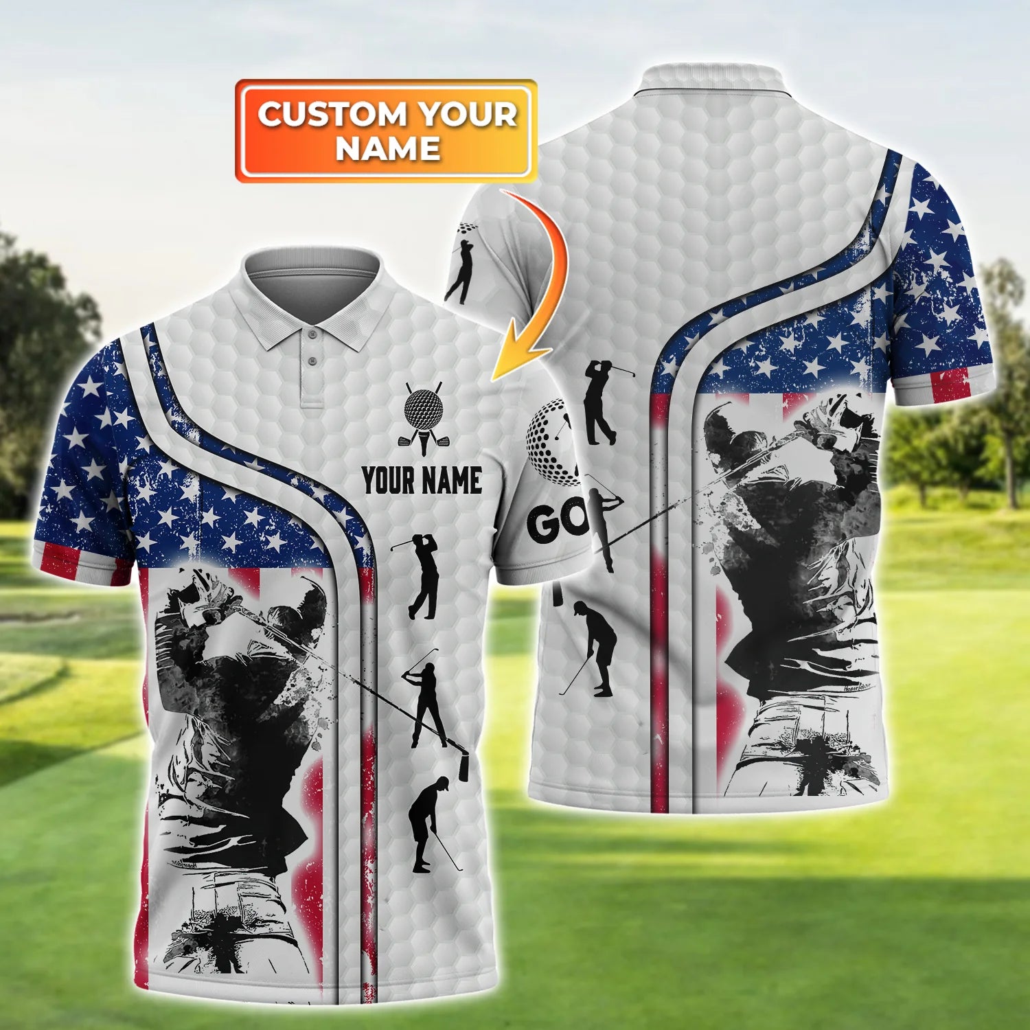 Women’s Customized Golf Polo Shirt with Swing Swear Repeat Design – GP355