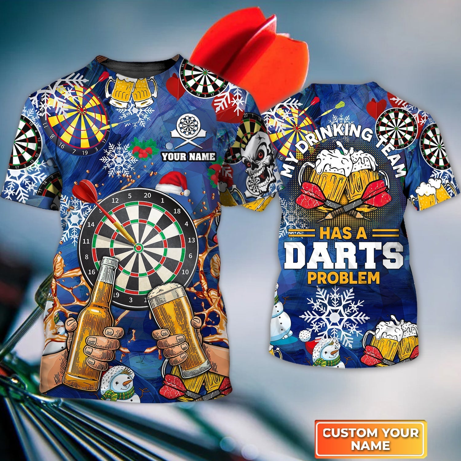 My Drinking Team Has A Darts Problem Christmas Gift Personalized Name 3D Tshirt For Darts Player – DT202