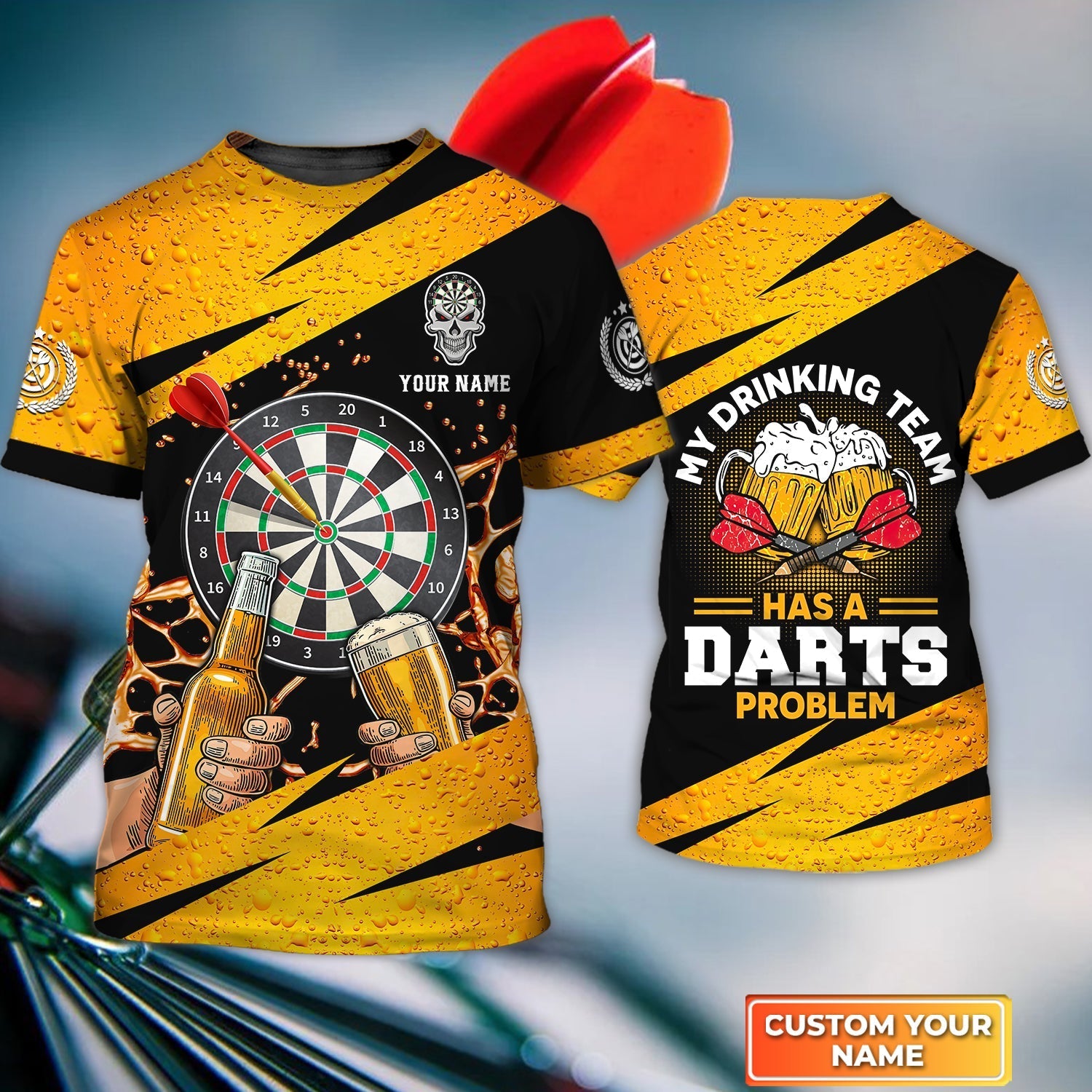 my drinking team has a darts problem personalized name 3d tshirt for darts player dt149 llqag