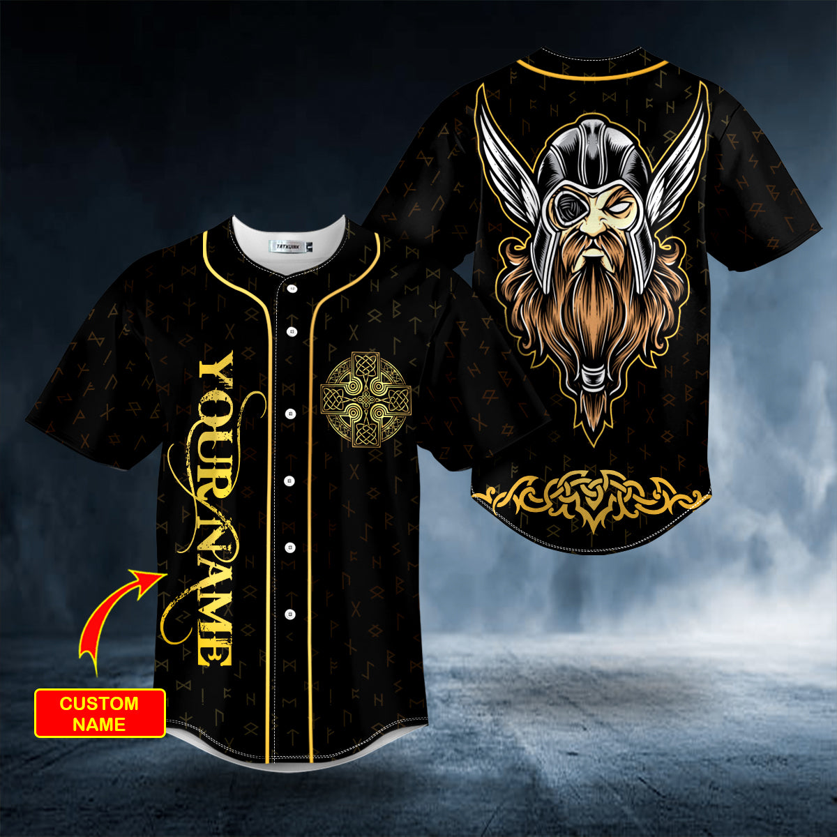 Fantasy Valknut Yggdrasill Viking Custom Baseball Jersey | BSJ-1098