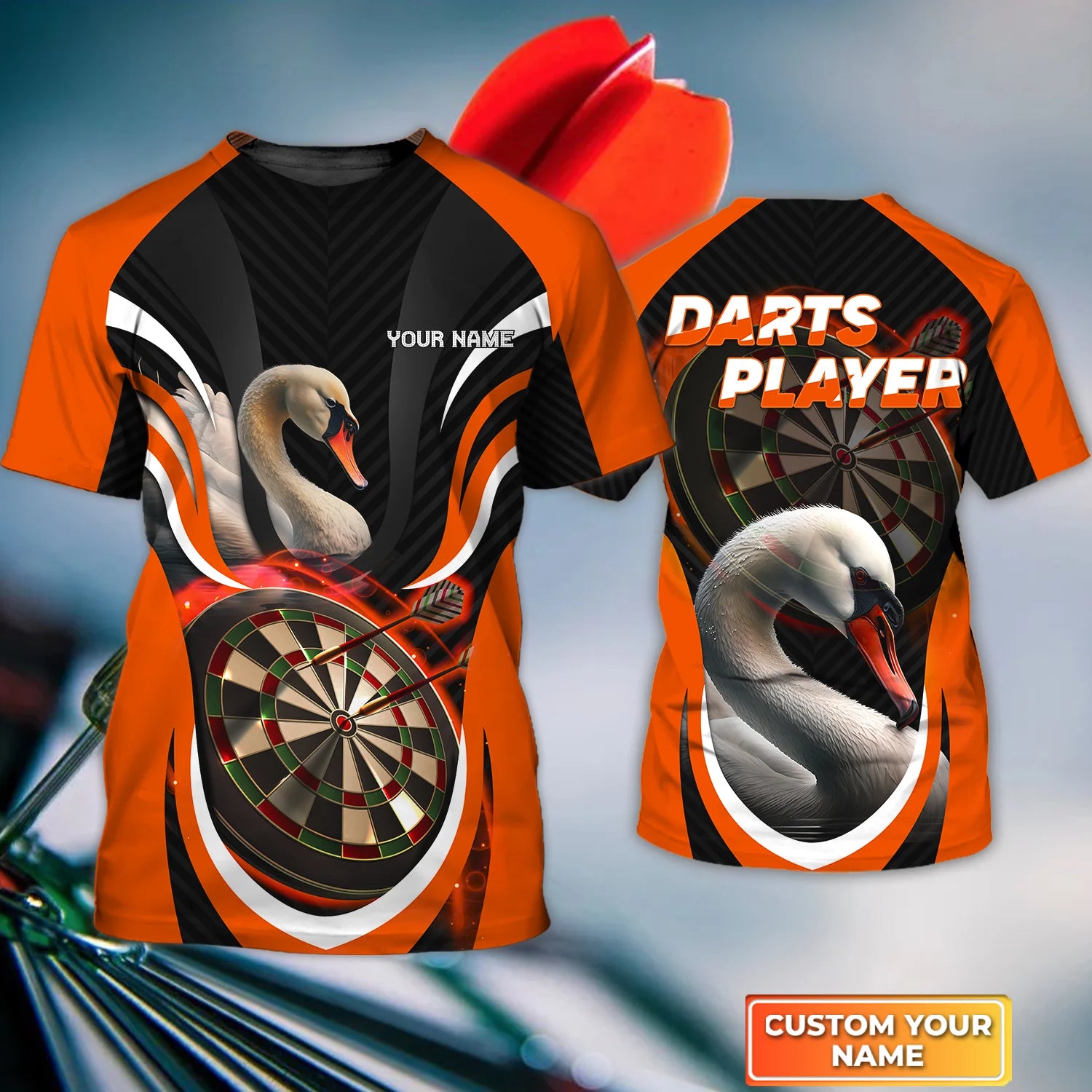 Darts Paint Splash Personalized Name 3D Bear And Darts Tshirt For Dart Team Player – DT069