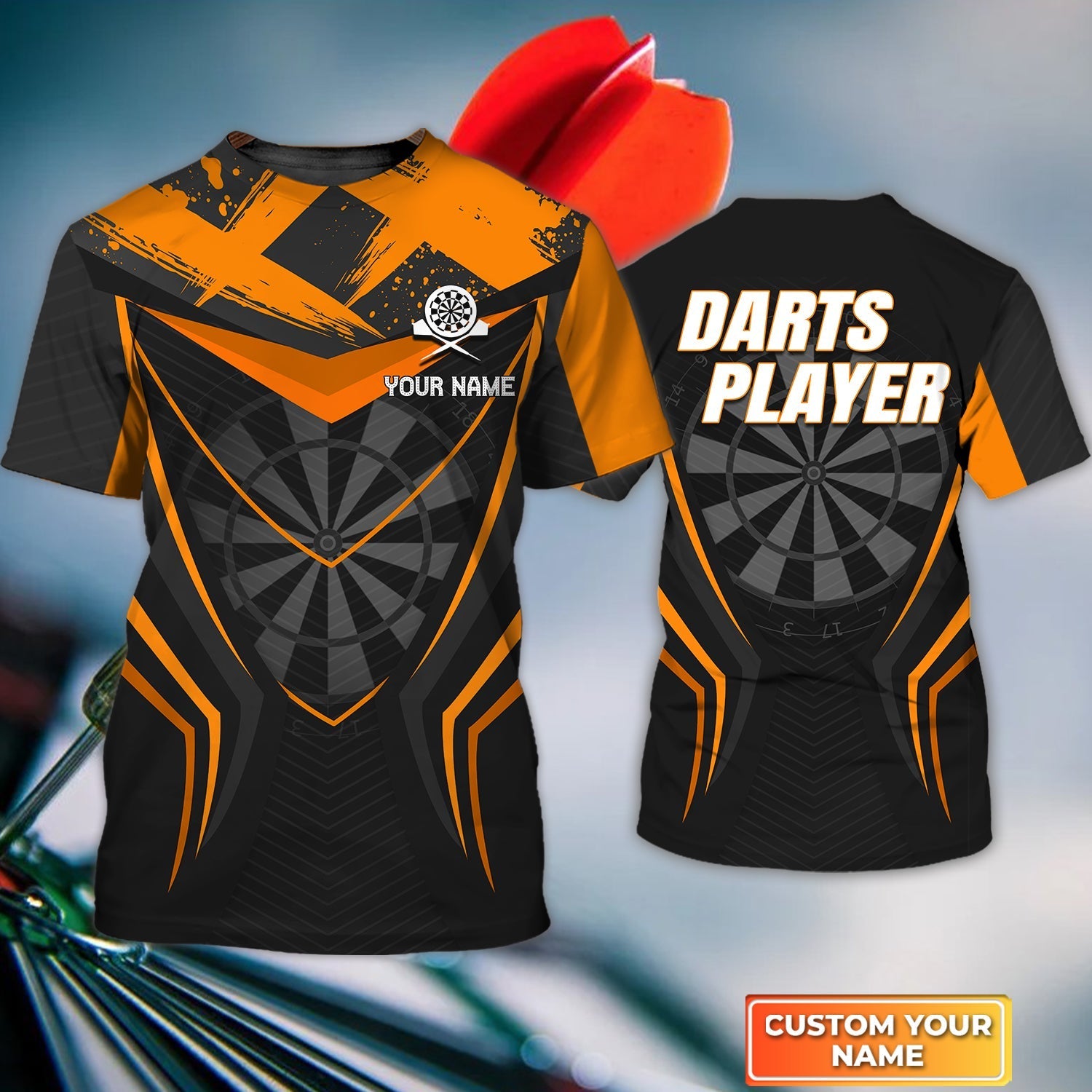 Red Dartboard Personalized Name 3D Tshirt For Darts Player – DT114
