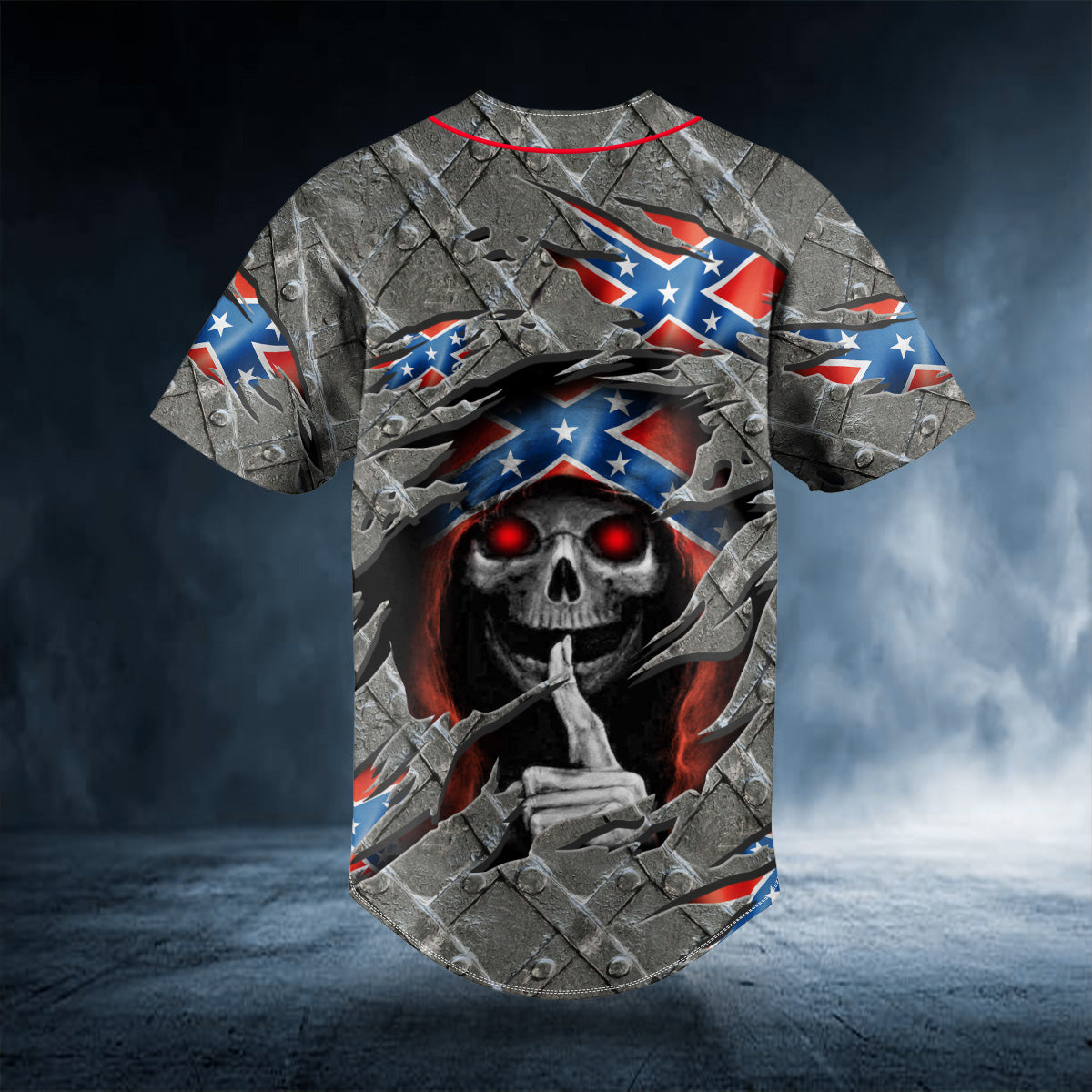 Patriotism CSA US Flag Shh Skull Custom Baseball Jersey | BSJ-640