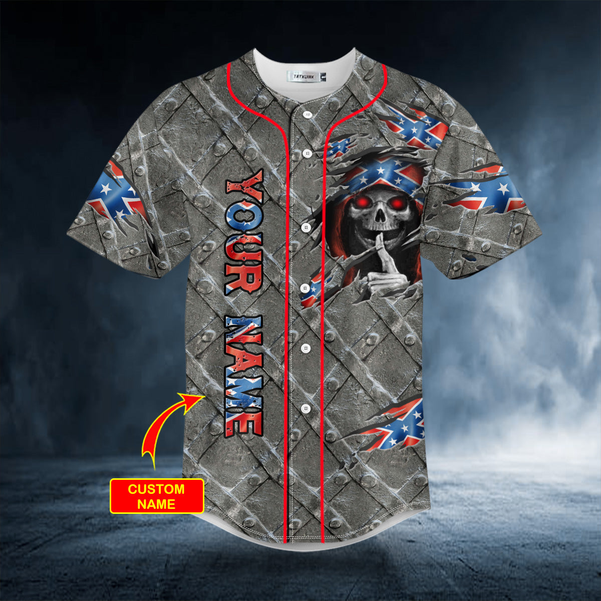 Patriotism CSA US Flag Shh Skull Custom Baseball Jersey | BSJ-640