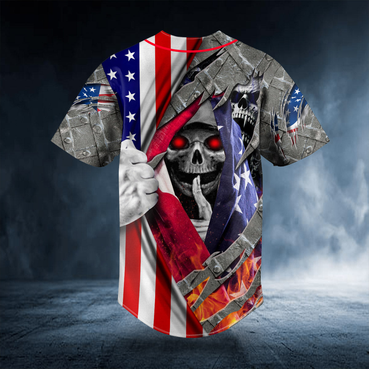 patriotism u.s flag shh skull baseball jersey bsj 750 jcorp
