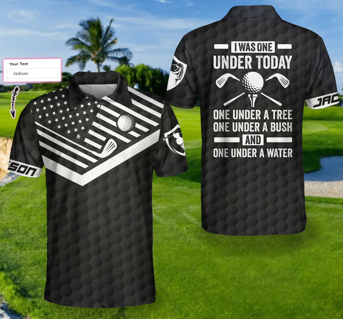 personalized american flag golf shirt for men my score was one under today on the polo shirt gp424 ijn2h